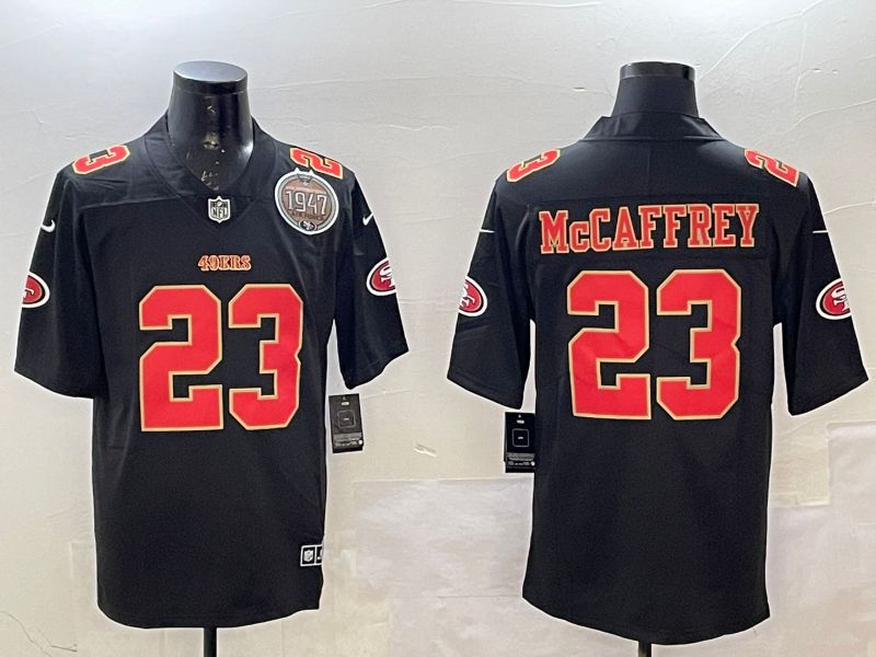 Men San Francisco 49ers #23 Mccaffrey Black gold Fashion 2025 Nike Limited NFL Jersey style 2